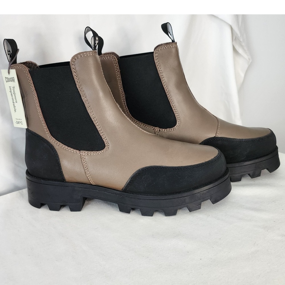 Cougar Chelsea Waterproof Ankle Boots Lug Sole Taupe Black Size 11